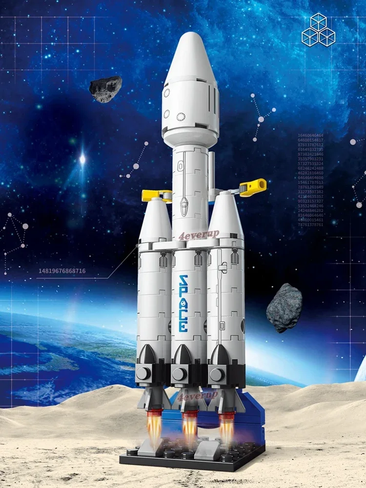 MOC Mini Aviation Manned Rocket Model Building Blocks Space Aerospace Station Bricks City Construction Toys for Children