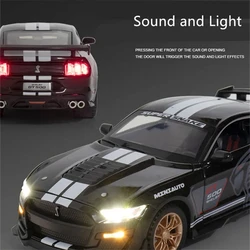 1:32 Ford Mustang Shelby GT500 Alloy Sports Car Simulation Model Diecast Metal Car Model Sound and Light Collection Gift Car Toy