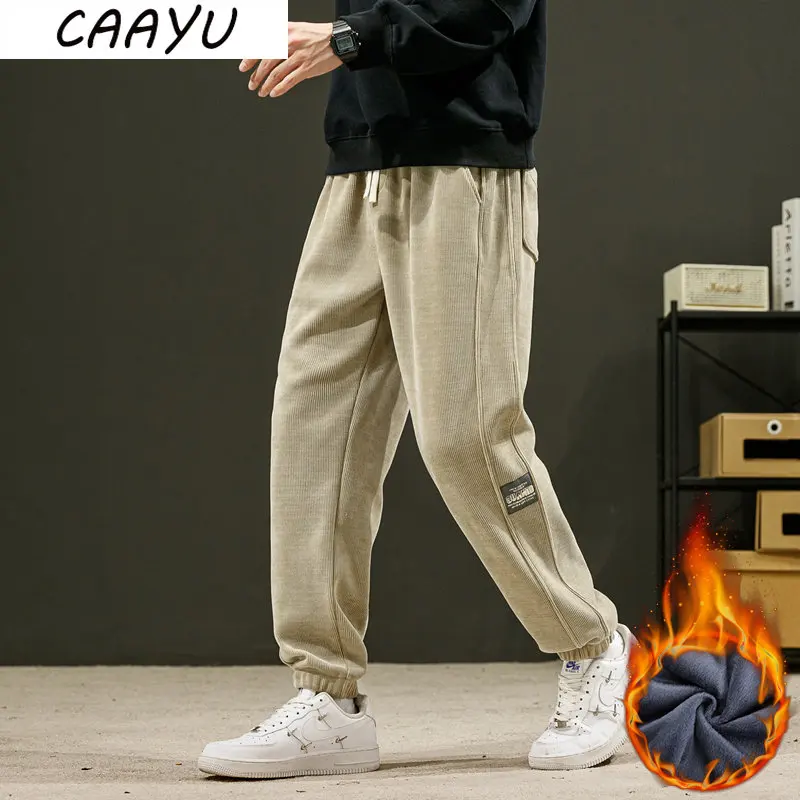 

CAAYU 2022 Men Autumn Winter Corduroy Sweatpants Men Baggy Joggers Harajuku Fashion Japanese Streetwear Loose Casual Pants Mens