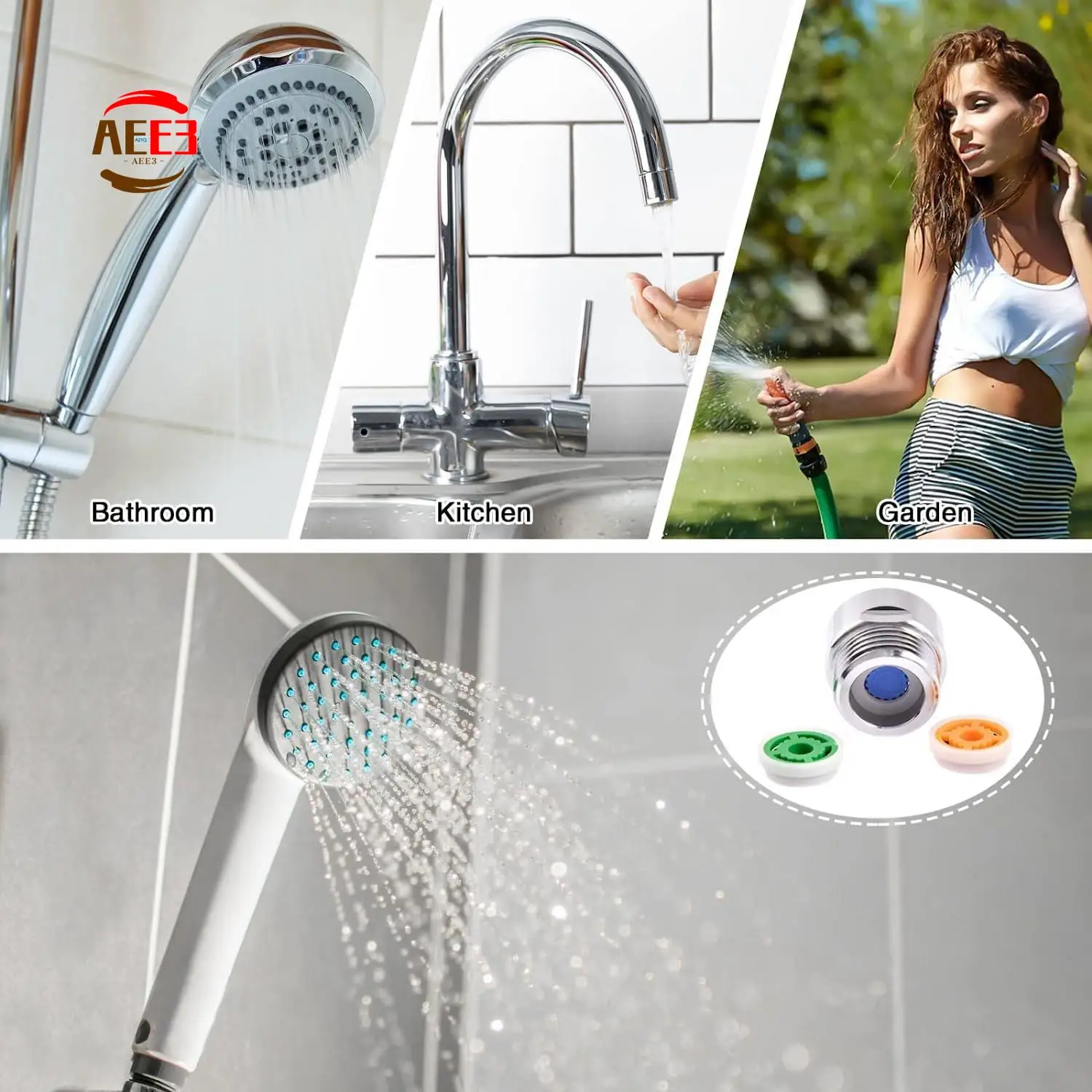 

AEE3-Set Of 11 Shower Shower Flow Restrictor, Water Saving Insert, Flow Restrictor, For Shower, Water-Saving Shower Head