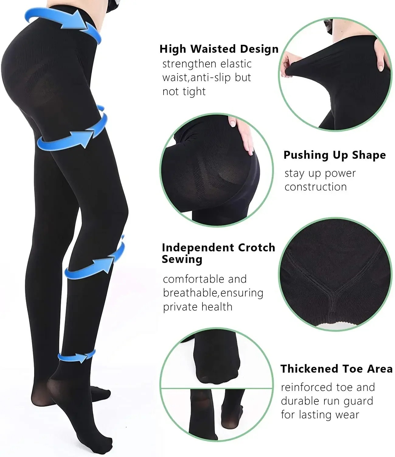 Compression Pantyhose for Women Reinforced 30-40mmHg Elastic Nursing Socks Medical Compression Panty Hose