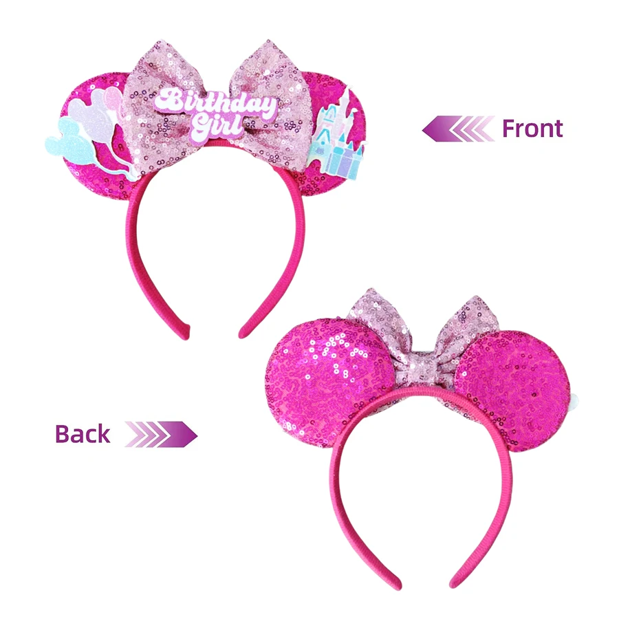 Newest Minnie Ears Headband Birthday girl Festival Party Sequins Bow Kid Adult Hairband Women Girl Hair Accessories Gift