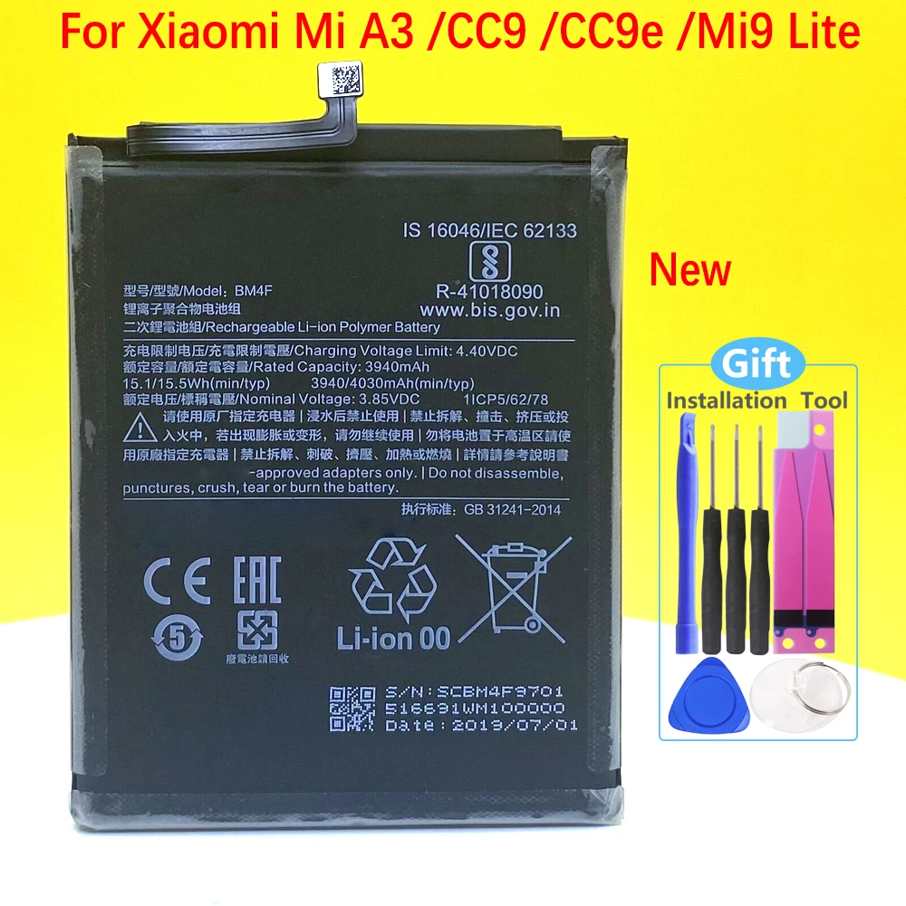 NEW BM4F Battery For Xiaomi Mi A3 /CC9 /CC9e /Mi 9 Lite Smartphone/Smart Mobile Phone +Tracking Number