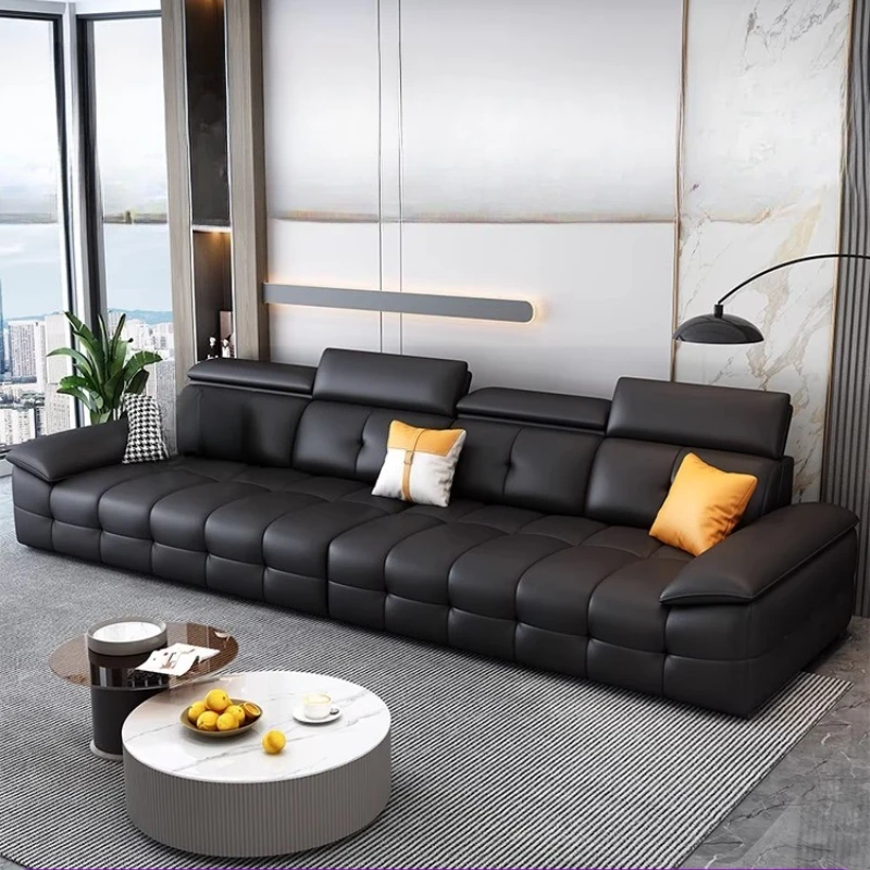 

Aesthetic Black Living Room Sofas Real Designer Modern Lazy Lounge Sofa Leather Luxury Soft Woonkamerbanken Furniture For Home