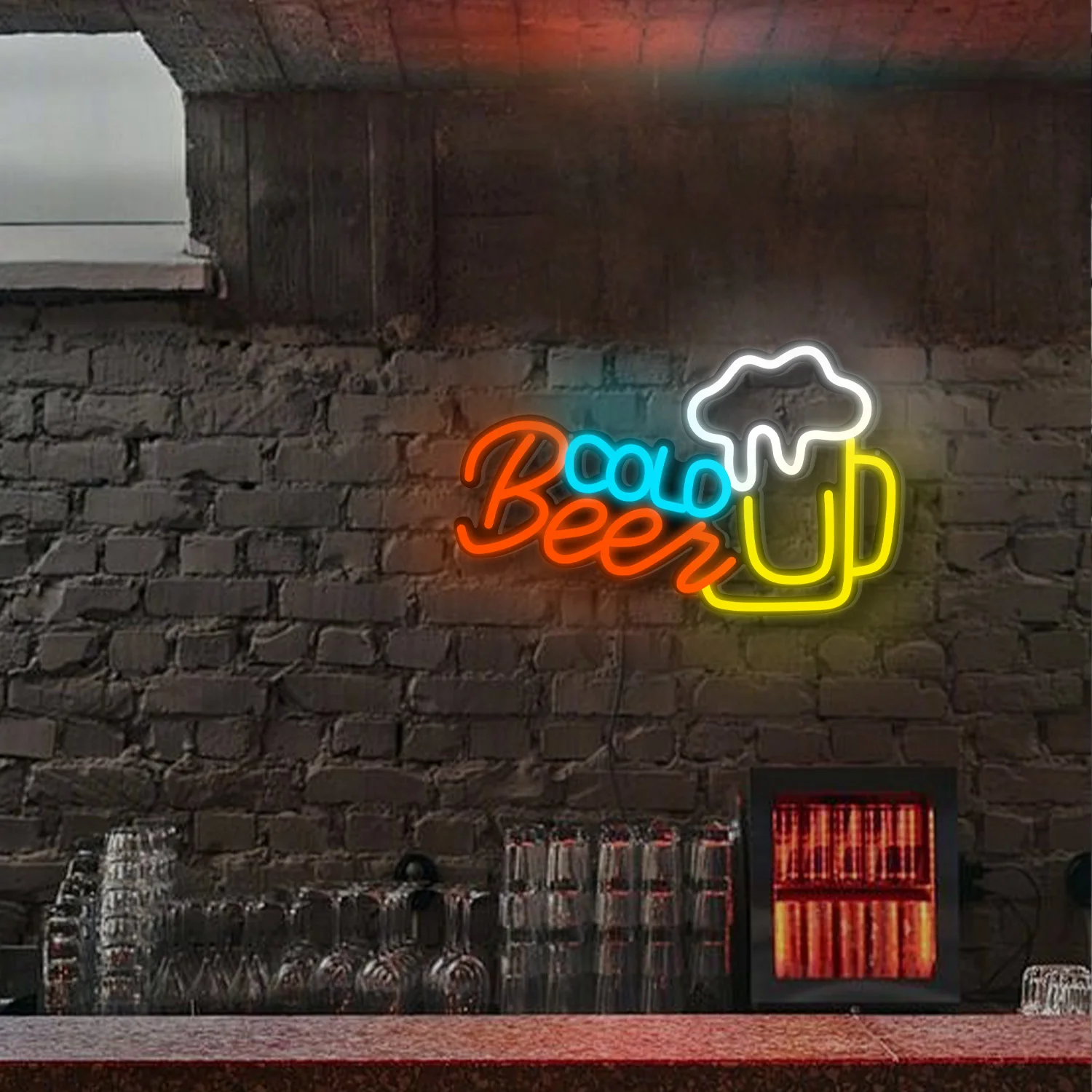 冷たいビールのネオンサイン 1 個、ビールバー、キッチン、レストラン、男性の隠れ家パーティー、ハロウィーン、クリスマス、壁の装飾に使用されます。