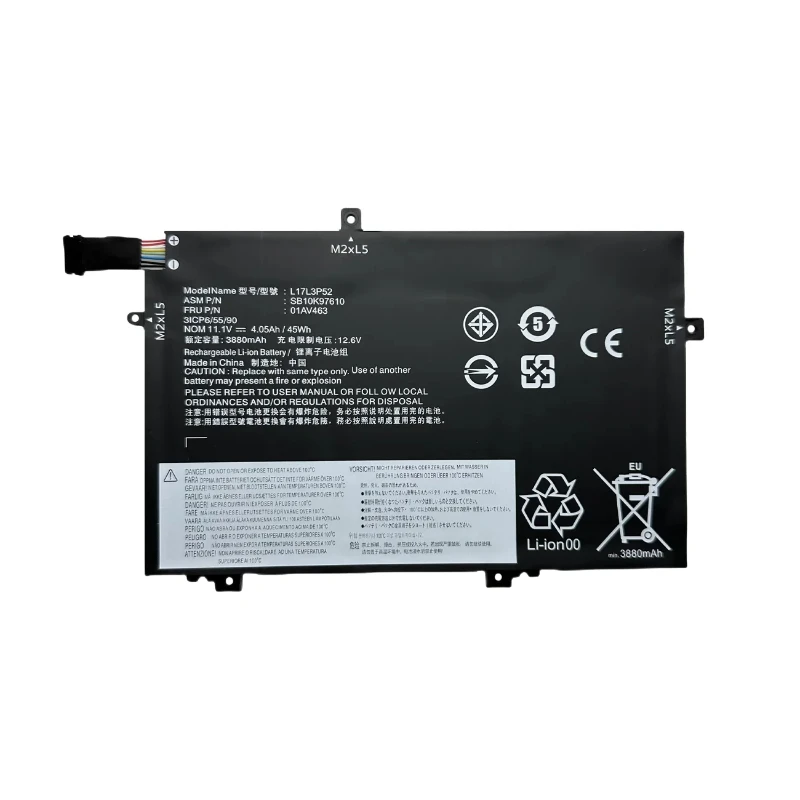 New L17L3P52 11.1V 45Wh 4050mAh Battery for Lenovo ThinkPad L480 L490 L580 L14 Gen 1 Series 01AV466 01AV463 L17M3P53 L17C3P52