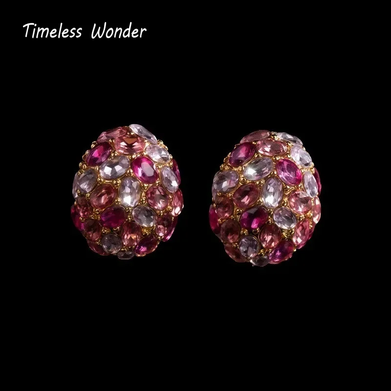 

Timeless Wonder Fancy Zircon Geo Clip on Earrings for Women Designer Jewelry Runway Trendy Classy Rare Neat 4269