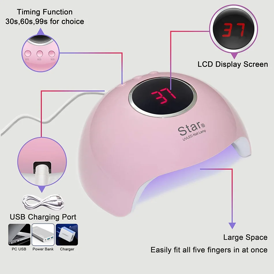 36W 12 LED Nail Dryer UV Lamp Nail Art Gel Drying Auto Sensor Sun Light Smart Timer Home Manicure/Pedicure Machine