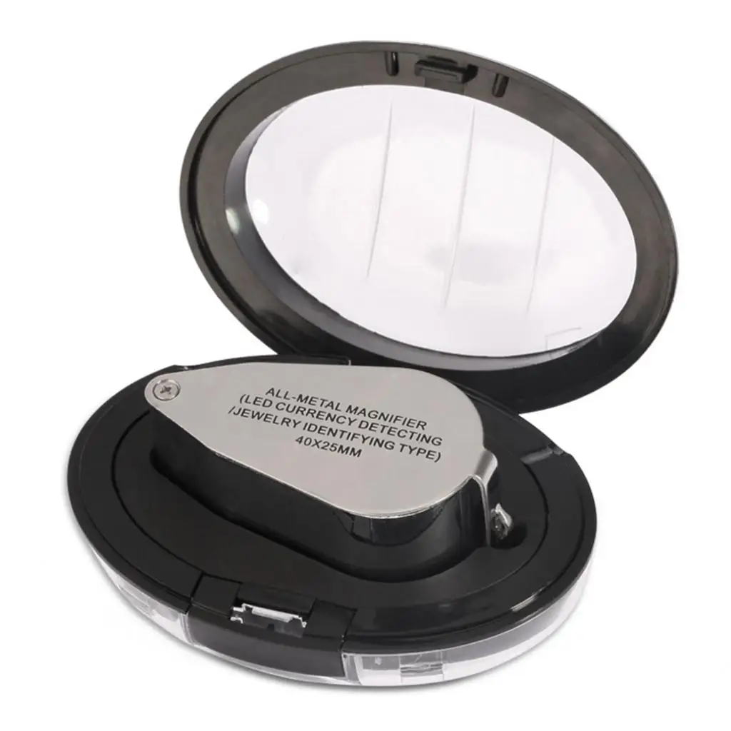 40X 25mm All Metal Jeweler LED Lens Jewelery Loupe LED Currency Detecting/Jewelry Identifying Type