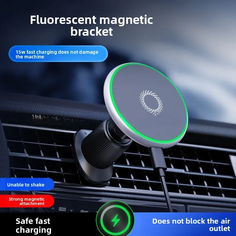 T50 車用磁気電話ホルダー - 15W 高速ワイヤレス充電器、MagSafe 対応、強力なマグネットカーマウント、エアベント/ダッシュボードホルダー