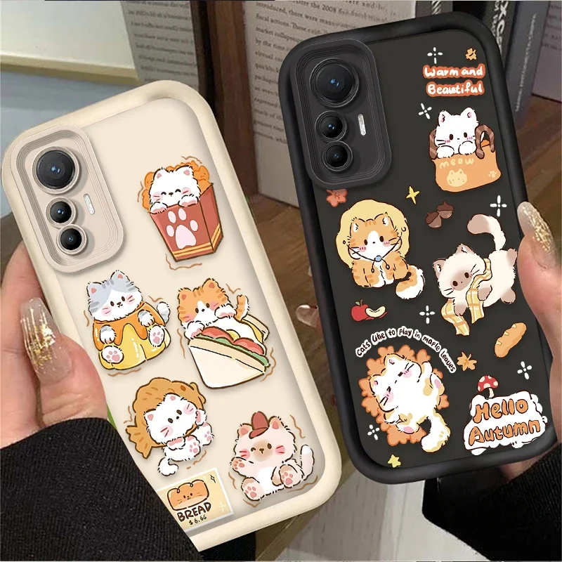 Fine Food Cute Cat Case for Xiaomi 14T 13T 12T 11T 13 12 11 Lite 5G NE POCO X6 X5 F6 F5 F3 X4 GT X3 NFC M5S C65 M6 Pro Printing