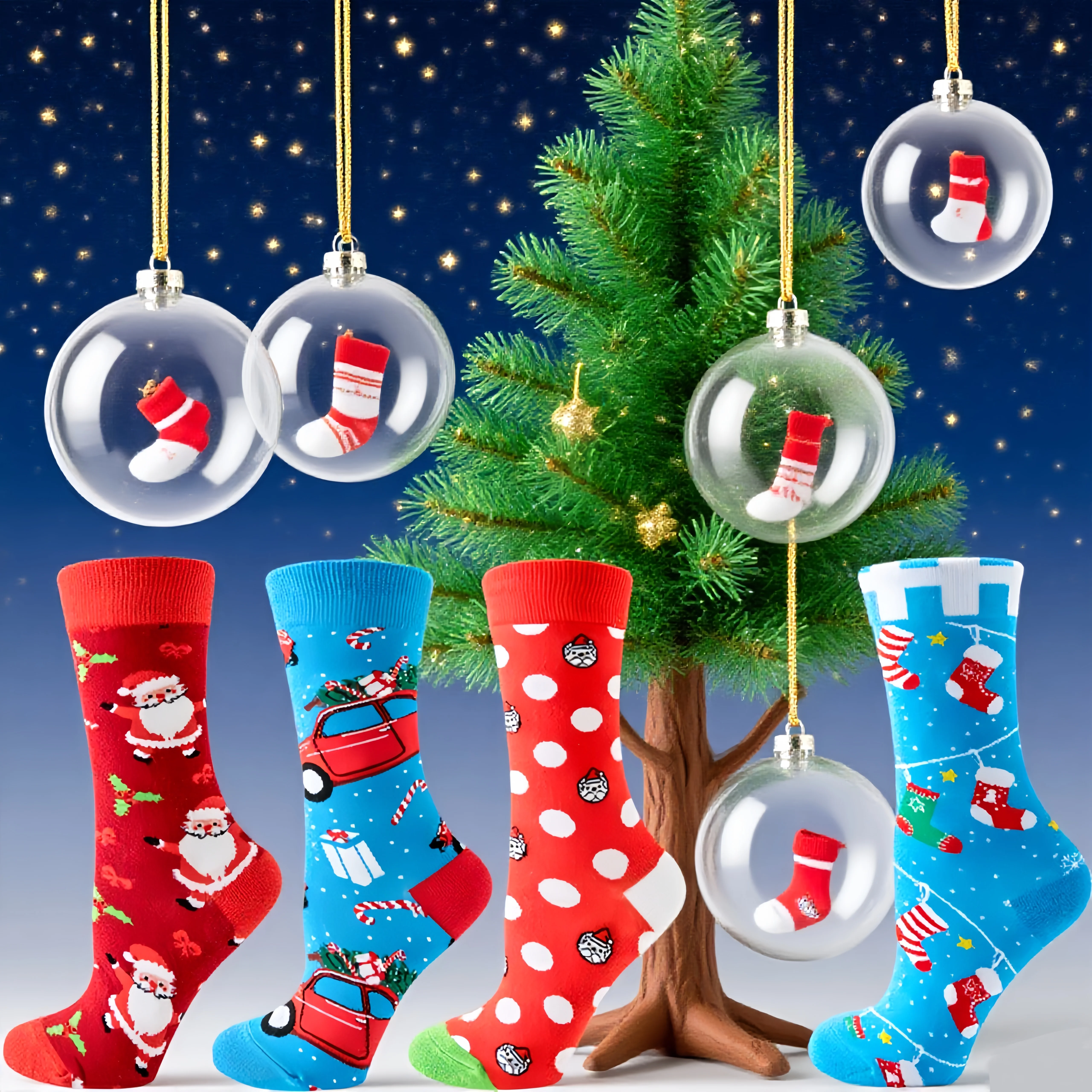New Santa Elk Tide Socks Christmas Tree Geometric Cotton Socks Festive Winter Warm Soft Comfortable Casual Daily Wear Socks