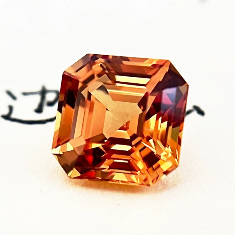 Top Lab Grown Sapphire Orange Square Asscher Cut VVS1 Gemstone Charms DIY for Jewelry Making Material Selectable AGL Certificate