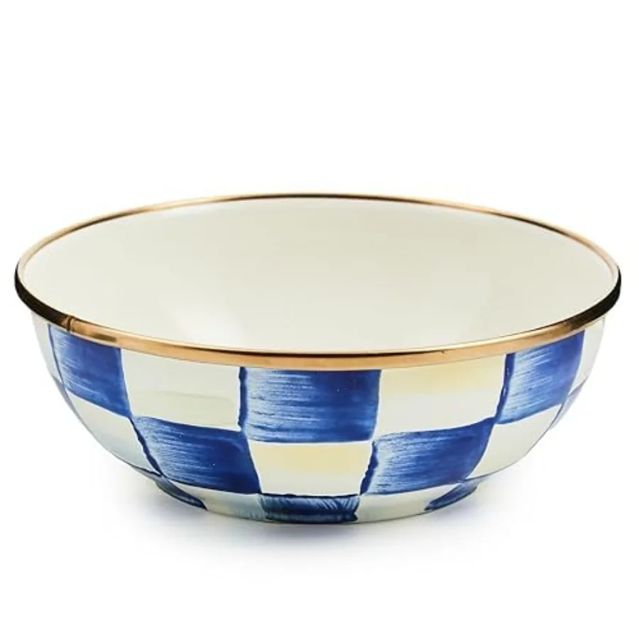 

Эмалированная повседневная сервировочная миска для ужина, очень маленькая, сине-белая, в королевскую клетку