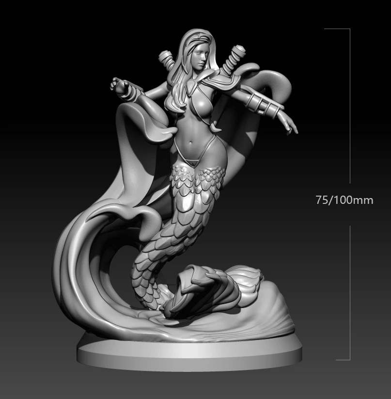 

1/24 75mm 1/18 100mm Resin Model Kits Mermaid Fish Girl Figure Unpainted No Color RW-695