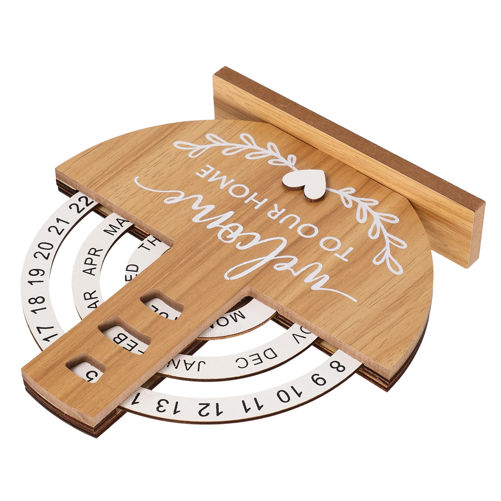 Perpetual Wood Desk Calendar Manual Rotate Office Table Calendar Decorative Disc Elegant Desktop Supply Home Supply