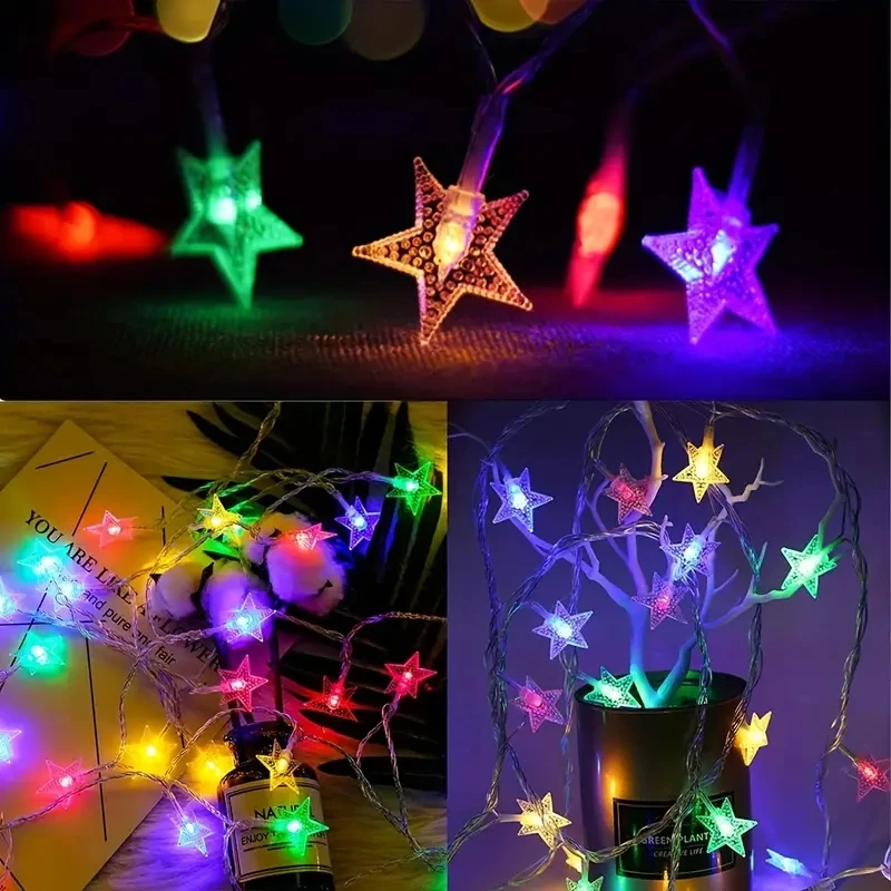 10/20/30/40 LED Star String Light Battery Powered Waterproof Fairy String Lights For Wedding Party Christmas Tree New Year Decor