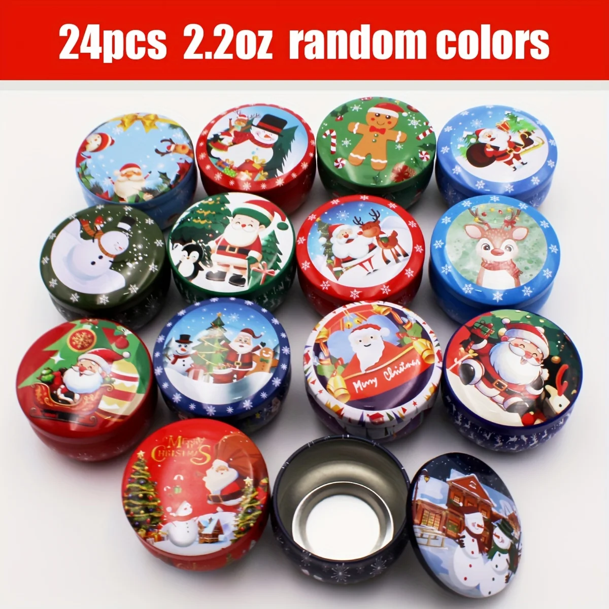 

24 шт. Премиум-формы для свечей с цветочным принтом, круглый контейнер для свечей «сделай сам», можно использовать для творческого изготовления свечей, рождественских банок для свечей.