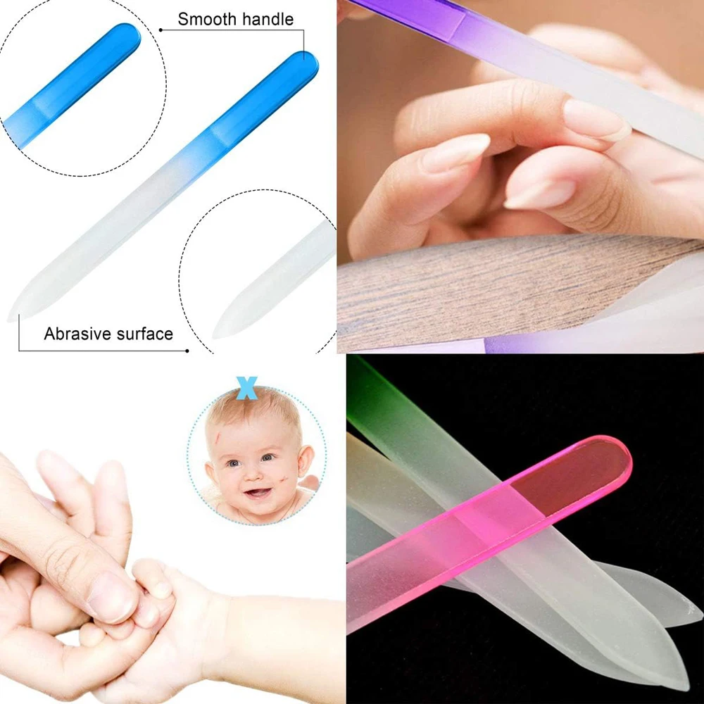 5 ชิ้นแก้วคริสตัลสองด้านเล็บแฟ้มขัดขัดเล็บไฟล์สําหรับ Remover Dead Skin Pedicure Care เล็บเครื่องมือ *