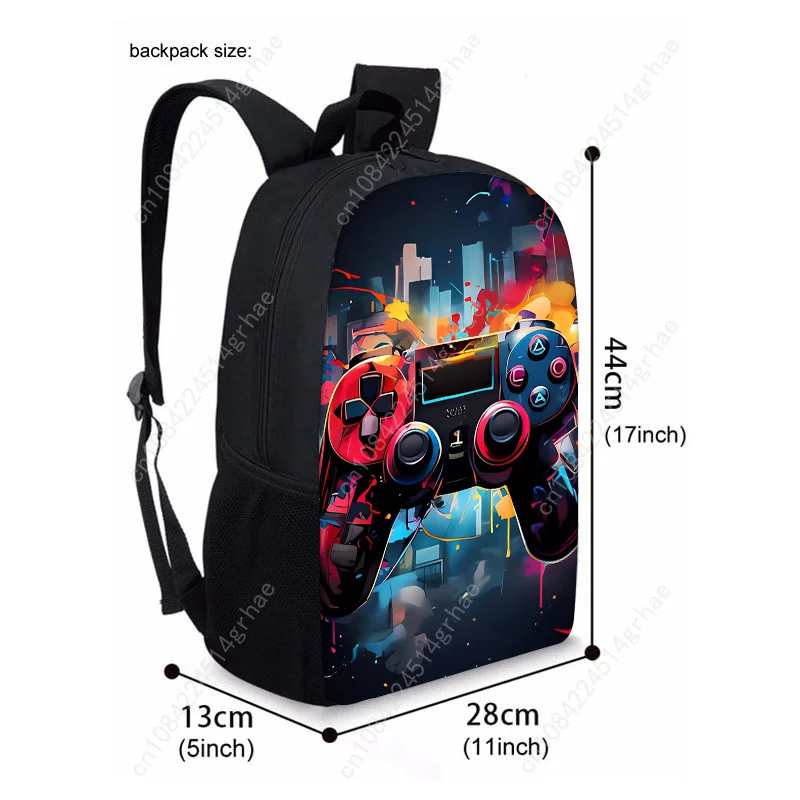 Cool Game ControllerThree Piece Set Backpacks For Boy And Girls Best Gifts 2D Flat Cartoon School Backpack For Children
