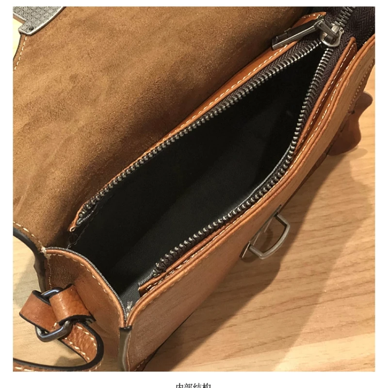 حقيبة ساعي البريد من الجلد العتيق المطلي يدويًا من YETTIES، محفظة كروس من جلد البقر المحبب، حقيبة كتف متعثرة للنساء #4