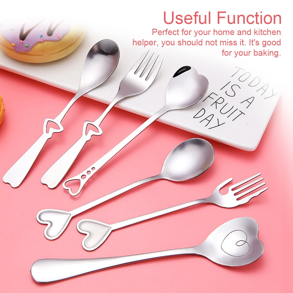 Coffee Spoon Stainless Dessert Fork Wedding Present Eating Tool Lovely Stirring Scoop Household Roof Heart Spoon