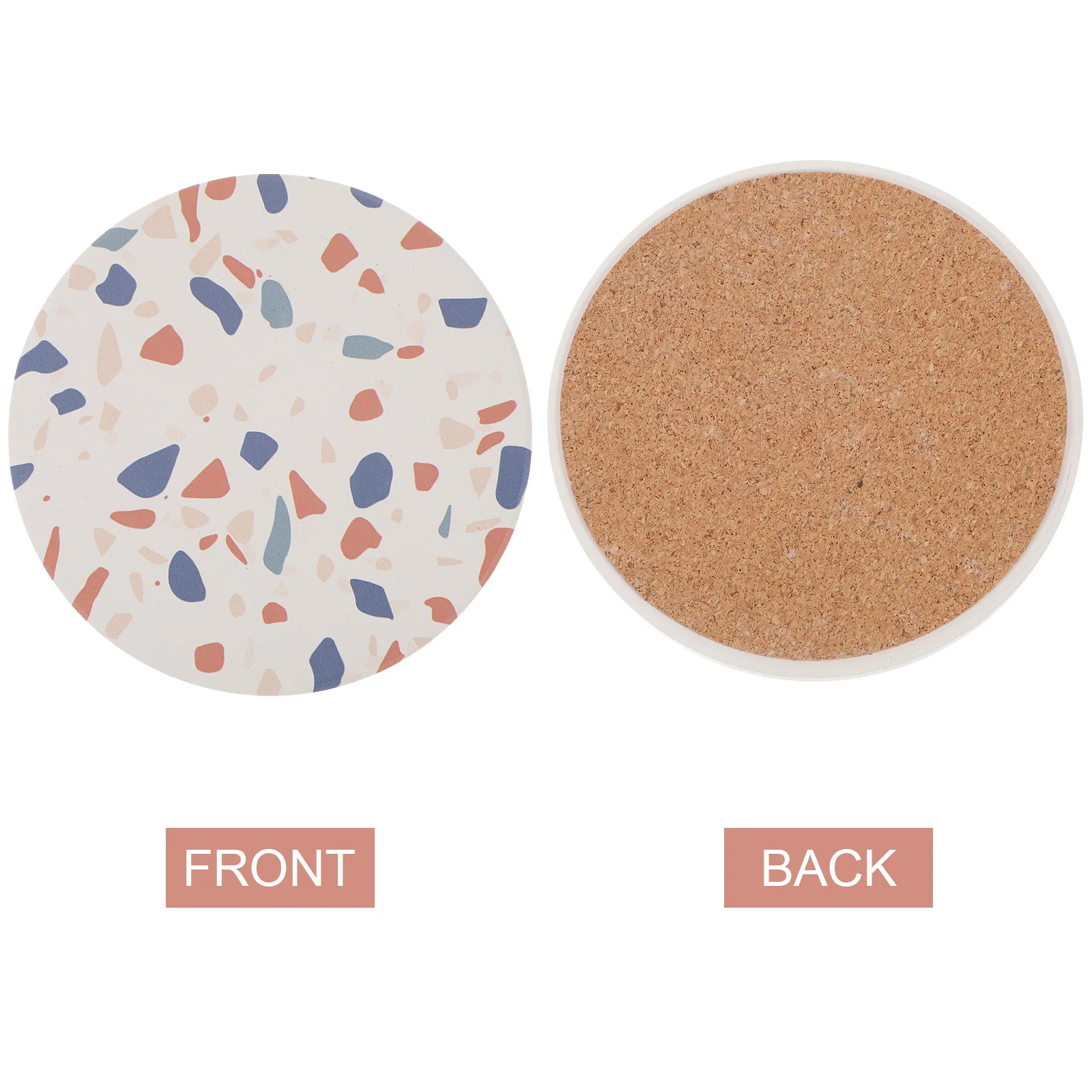 

Marble Ceramic Coaster Set Round Heat-resistant Mats with Holder Non-slip Cork Base Easy Clean Home Office Accessories