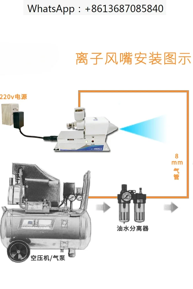 Miniature electrostatic eliminator DC24V high frequency ion tuyere and lance head Miniature industrial ion neutralizer