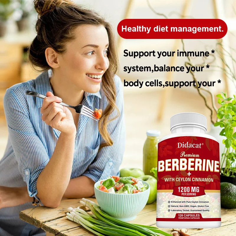 Berberine + Ceylon Cinnamon Supplement - Supports Energy, Immunity, Heart Health and GI Health, Metabolism, Non-GMO, Vegetarian