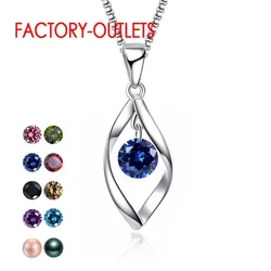 Genuine 925 Sterling Silver Custom Pendant Necklace For Decoration Fashion Jewelry Pearl Crystal Women Girls Party Engagement