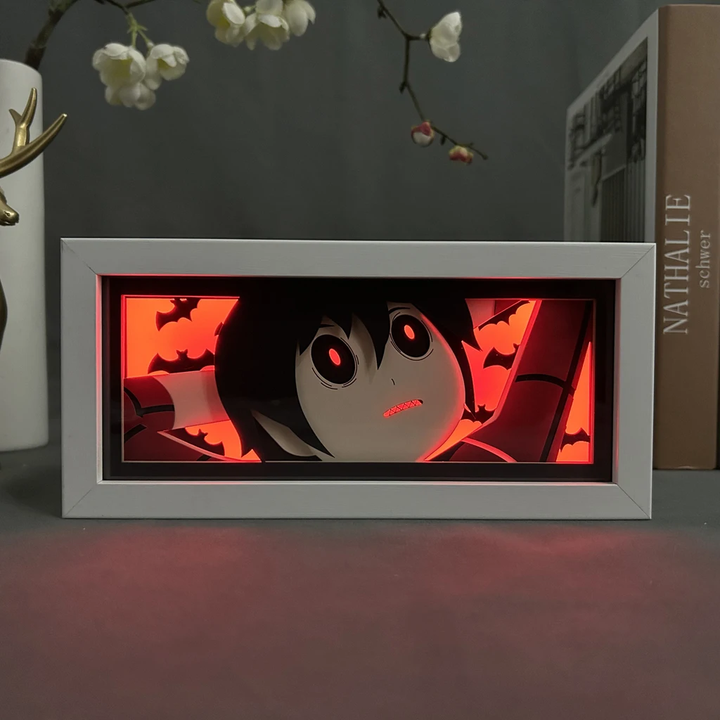 Imagem -02 - Marshall Lee Led Shadow Box para Crianças Caixa de Luz Noturna Candeeiro de Mesa Papel Cortado dos Desenhos Animados Decoração do Quarto Presente de Aniversário