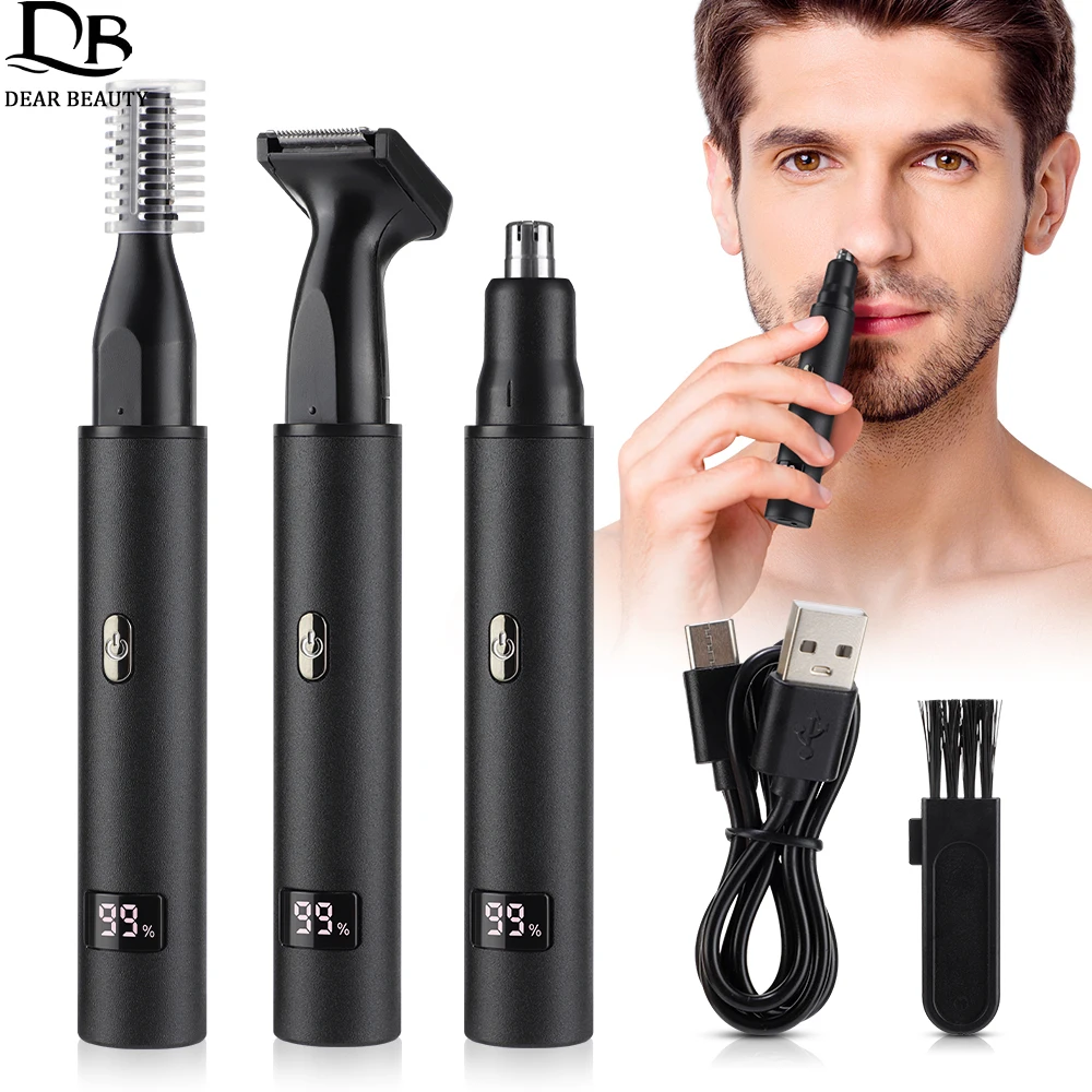 3 In 1 Electric Ear And Nose Hair Trimmer For Men Sideburns Eyebrow Beard Trimmer Facial Hair Shaver Clipper Razor Remover Kit