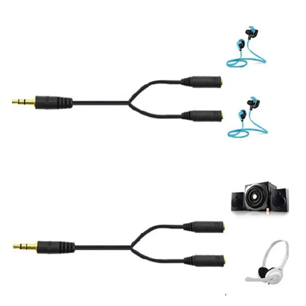 Adattatore di alimentazione cavo sdoppiatore a Y maschio-femmina audio in PVC nero per microfono auricolare