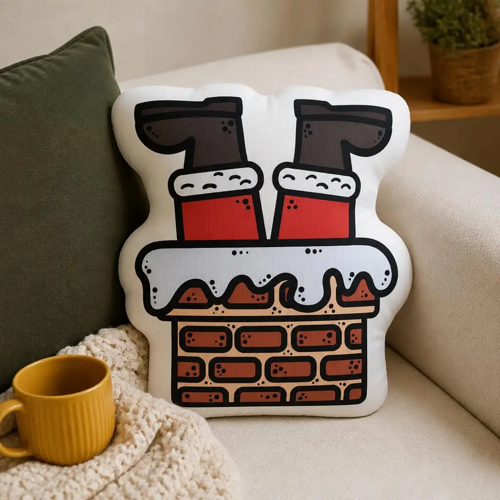 Santa Stuck in Chimney Funny Pillow Cushion Irregular Stuffed Throw Pillow Home Decor Gift Sofa Bed