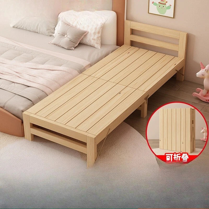 

Детская кровать из массива дерева с ограждением. Широкая прикроватная кровать. Взрослые могут спать односпальную маленькую кроватку. Складная кроватка.