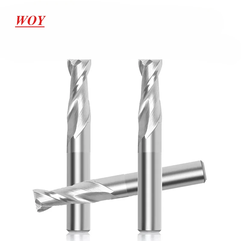 WOY HRC55 2-Flute For Aluminum Endmills 1.0mm-12.0mm 11-Piece-Set Tungsten Steel Milling Cutter CNC Machining End Mill Tools