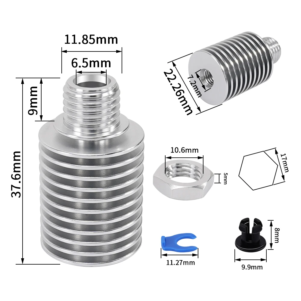 V6 Heatsink Thread M12 For E3D V6 Hotend Remote Bowden Heat Sink Range 1.75mm For Feeding 3D Printer Parts Titan Extruder