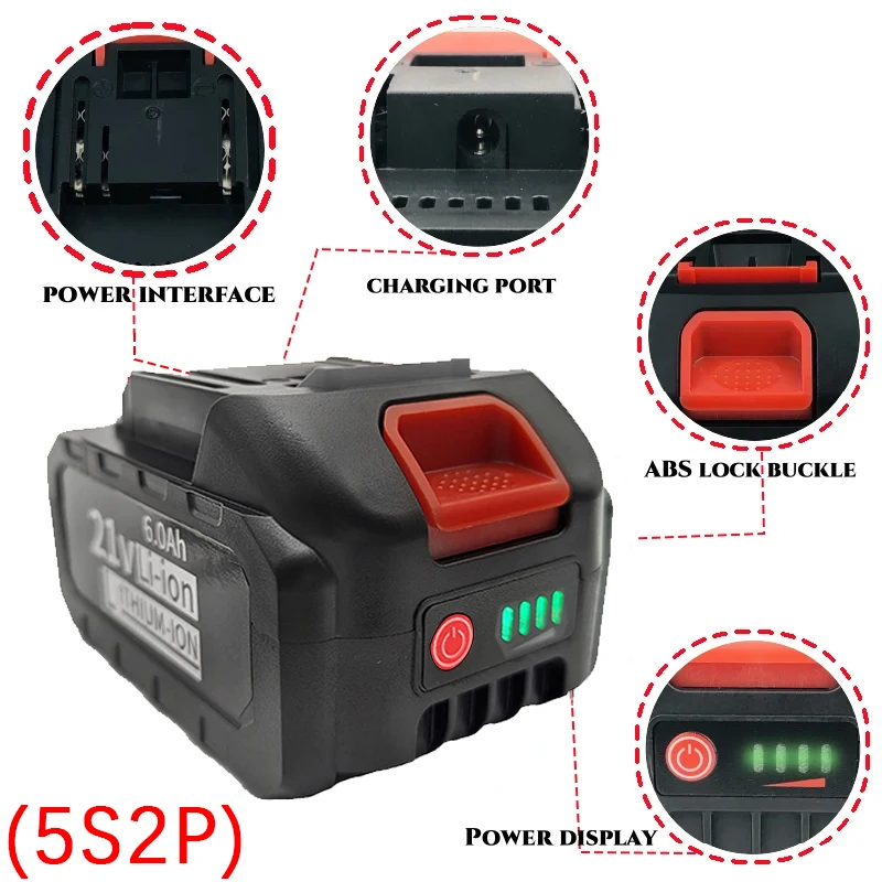 21V 6Ah 9Ah 5S2P 5S3P High-Power Rechargeable Lithium-Ion Battery for Makita 18V 20V Cordless Dirll/Brushless Wrench/Screwdriver