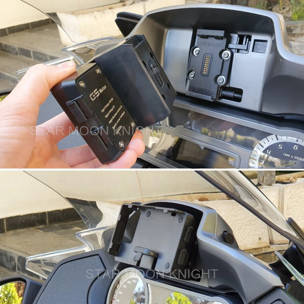 Dla BMW R 1200 1250 RT R1200RT (2014- ) High Verson R1250RT ( - 2020) telefon komórkowy stojak do bezprzewodowego ładowania nawigacja GPS Bracke