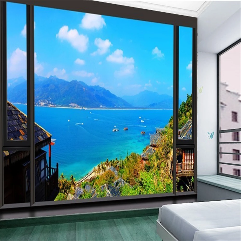 

Custom photo wall paper seascape mural wallpapaer modern bedroom 3d mural wallpaper for living room home decorations stickers