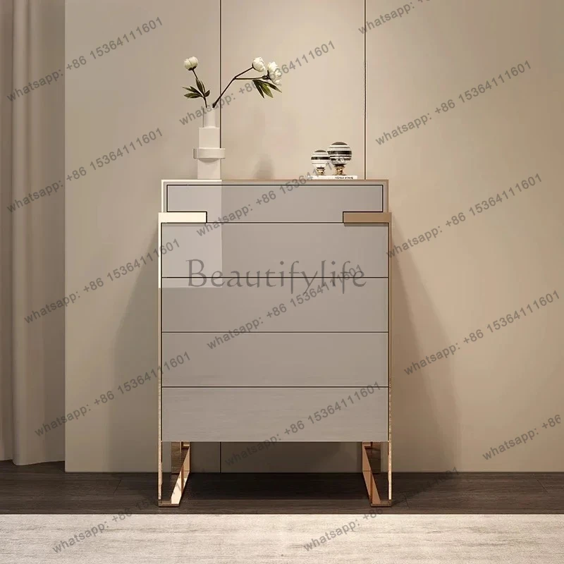 

XX39Italian light luxury chest of drawers solid wood locker simple bedroom living room chest of drawers baking paint
