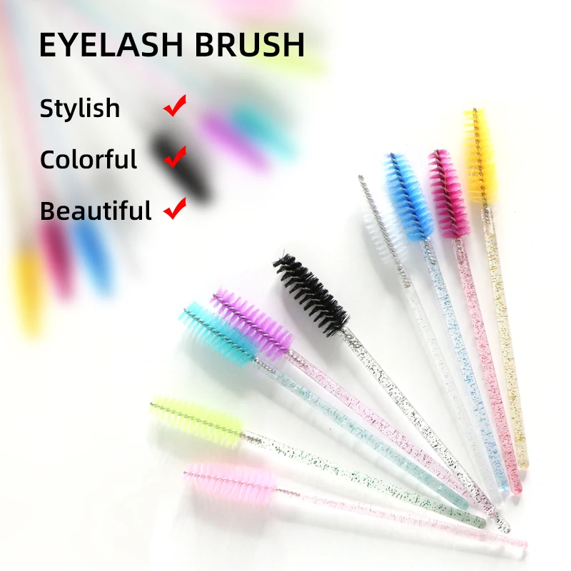 Ogeyero Nieuwe Wegwerp 5/50Pcs Crystal Wimper Make-Up Borstel Diamant Handvat Mascara Wands Wimper Extension Make Tool Mooi