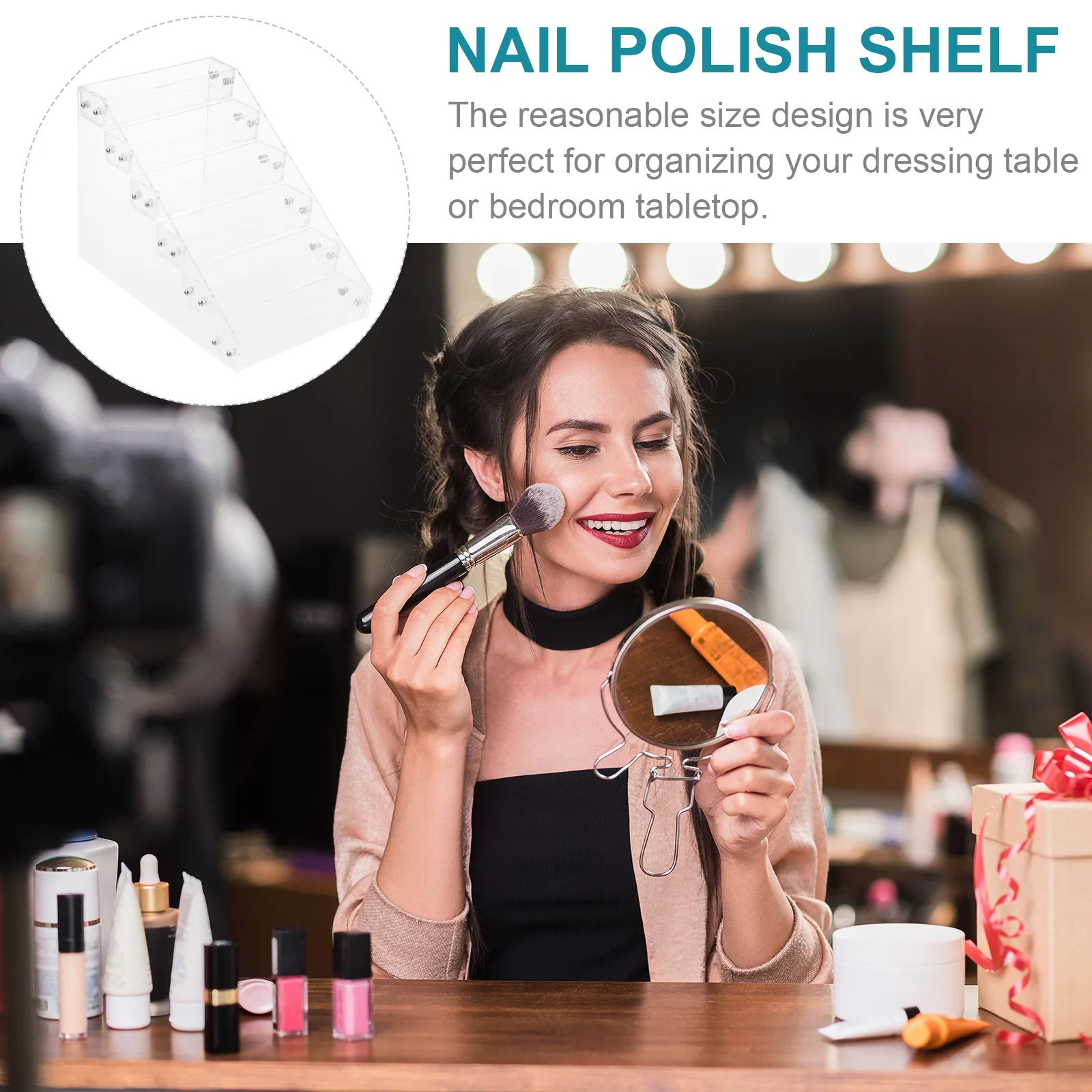 

1Pcs Nail Polish Display Rack Acrylic Organizer Multi-Layer Manicure Storage Shelf Dressing Table Stable Holder Clear Design