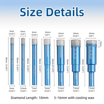 डायमंड ब्रेज़्ड ड्राई ड्रिलिंग बिट पोर्सिलेन कप सॉ सिरेमिक मार्बल ग्रेनाइट टाइल होल ओपनर होल सॉ कटर 5-16 मिमी गोल शैंक 6 best sales छेद काटने वाला - №1