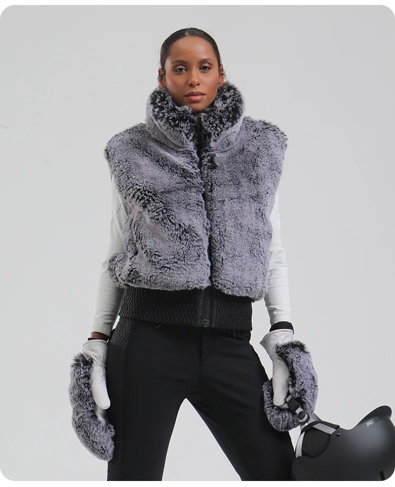 GSOU SNOW 2024 Winter Neue Skihandschuhe für Damen, winddicht, kältebeständig, warm und plüschige Außenhandschuhe aus Plüsch für Damen – Detail 17