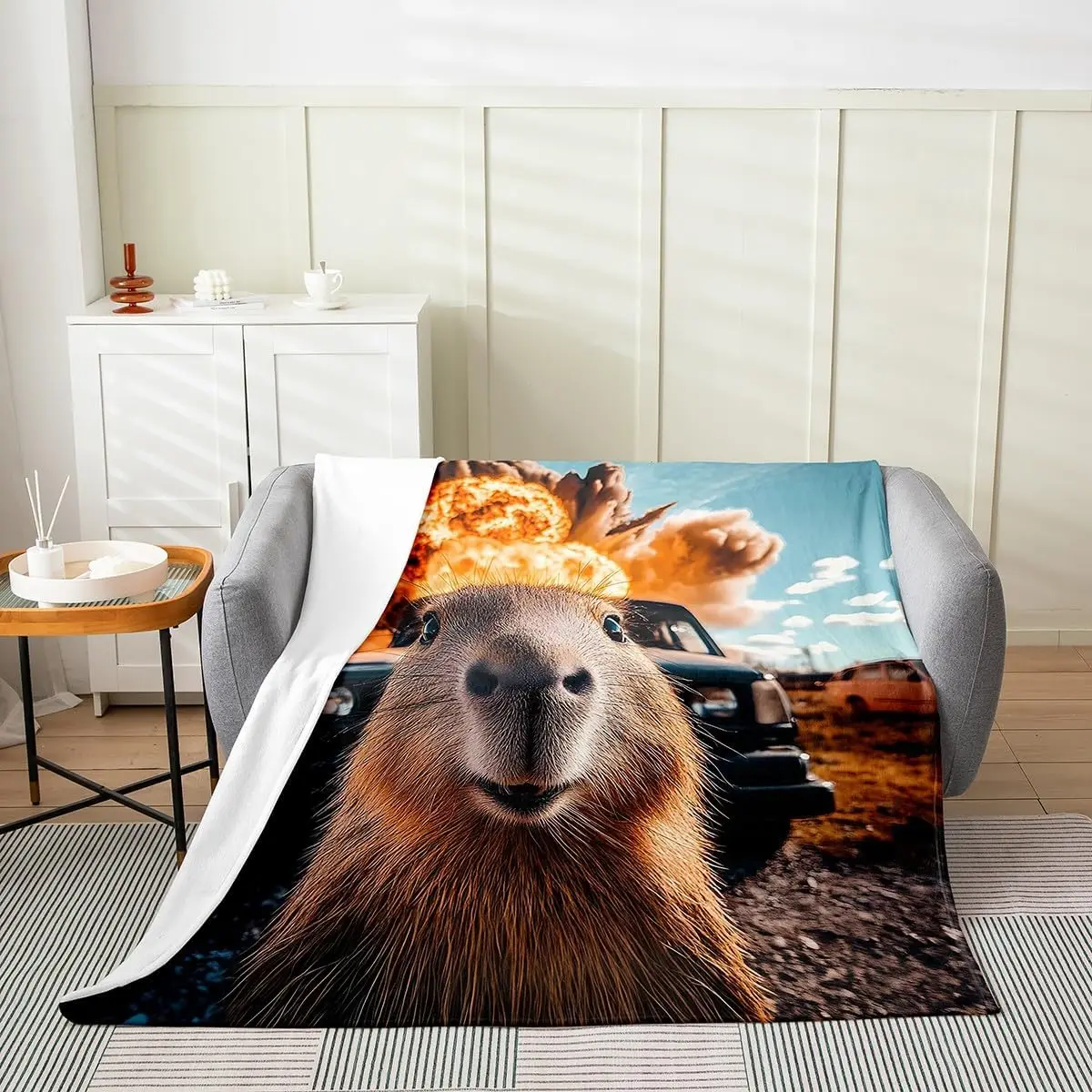 Kids Capybara Flannel Fleece Throw Blanket Queen 90