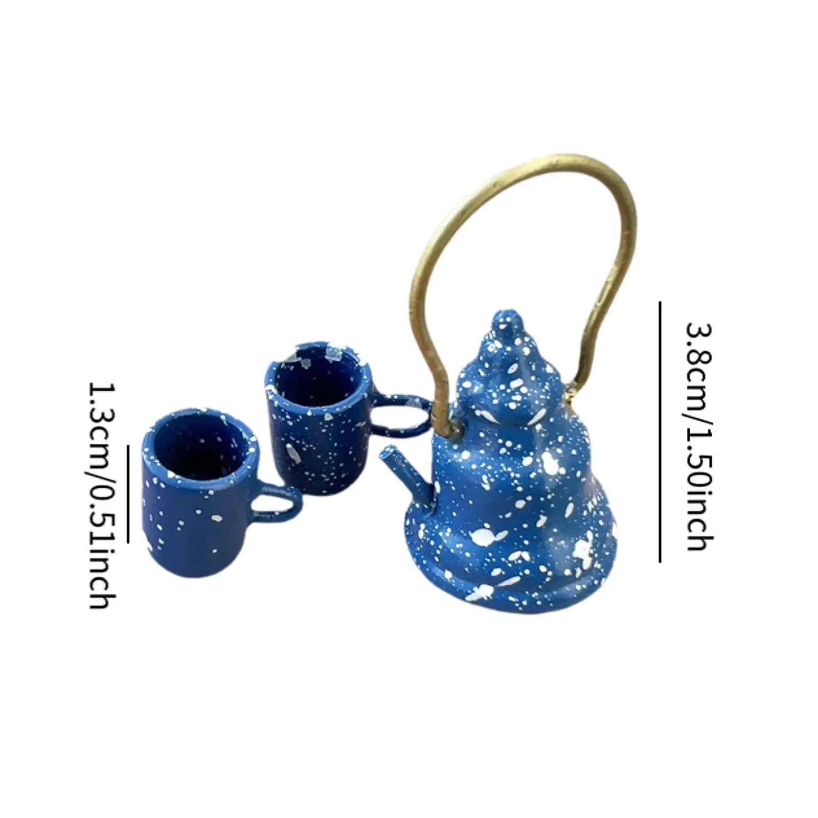 1:12 طقم أكواب شاي لبيت الدمى مع إبريق شاي لبيت الدمى في مطبخ ديوراما