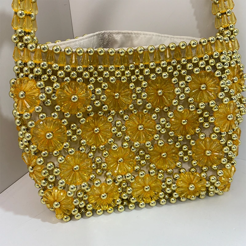 Pearl Petal Design Handmade Beaded Women Bags Clutch Party Evening Luxury Designer Bags for Ladies Gift for Her DROP SHIPPING