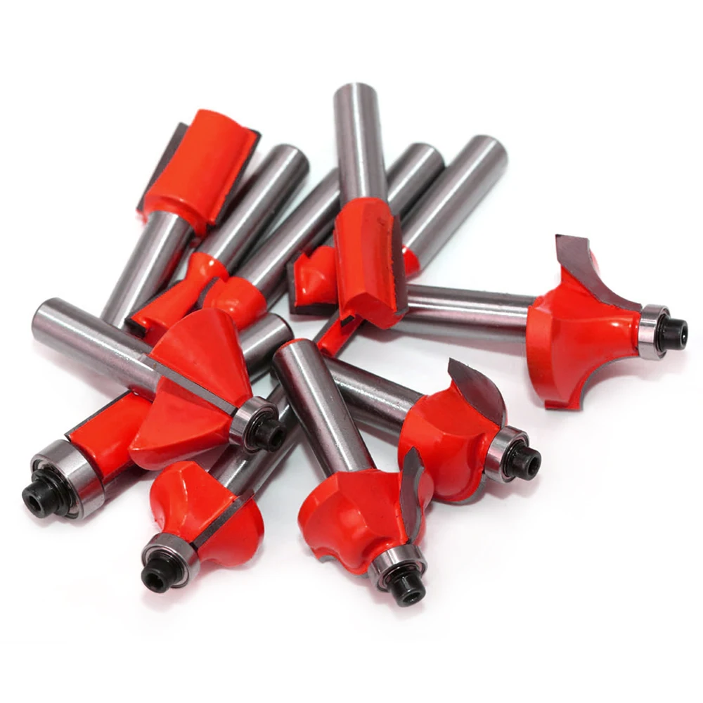 Straight Milling Cutter Set, serragem de tungstênio, acabamento em metal duro, madeira, corte Router Bit, Bit, 6mm, 15Pcs