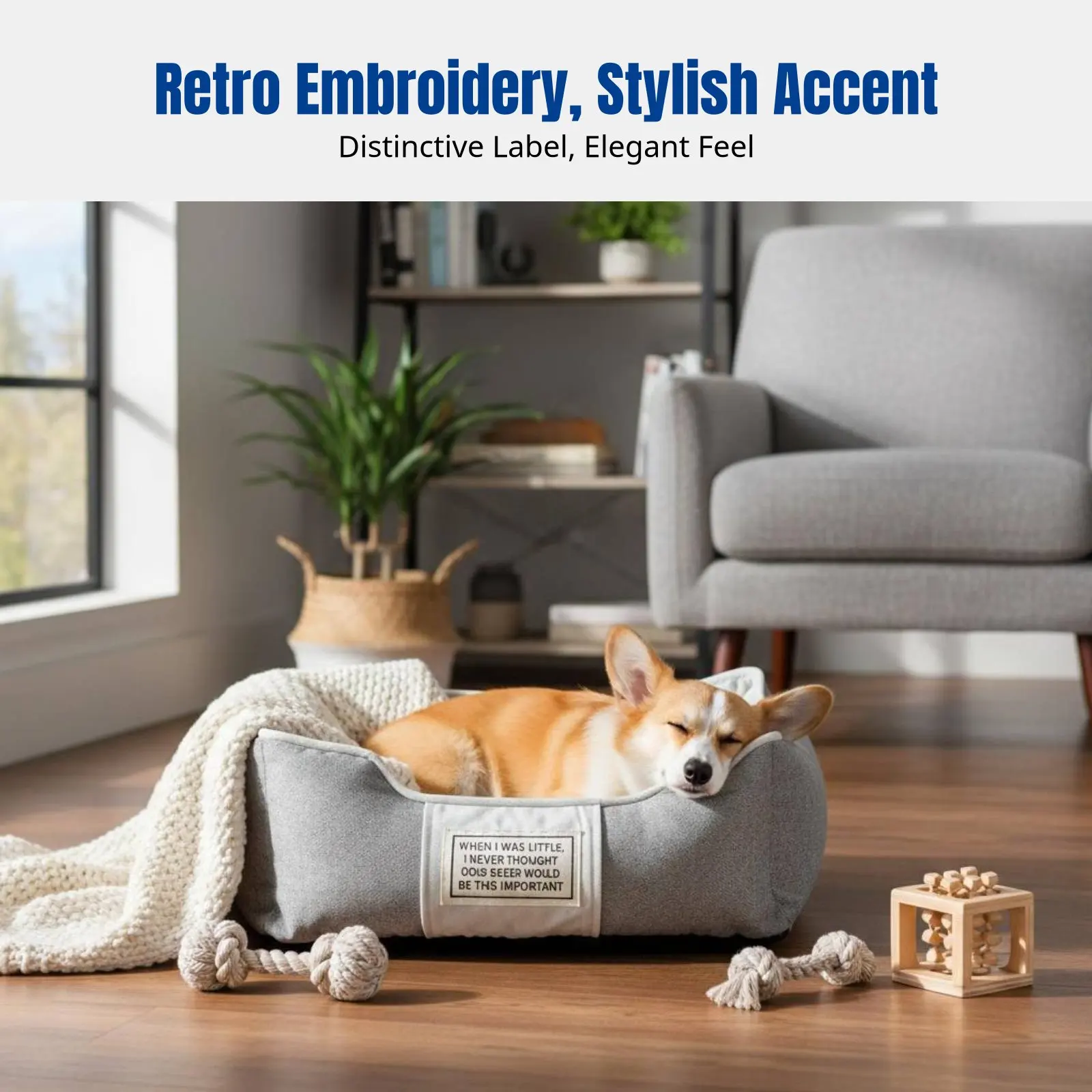 

Rectangular Raised Side Lounger Fully Launderable Dog Bed All-Season Reinforceive Raised Sides